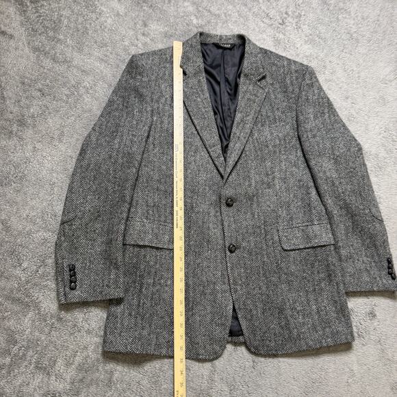 Jos A Bank Wool Herringbone Blazer Sport Coat Mens 42L Padded Shoulders Elbow - Picture 9 of 9
